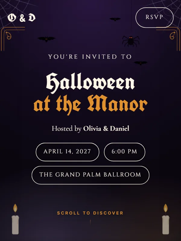 Gothic Manor Halloween invitation template preview