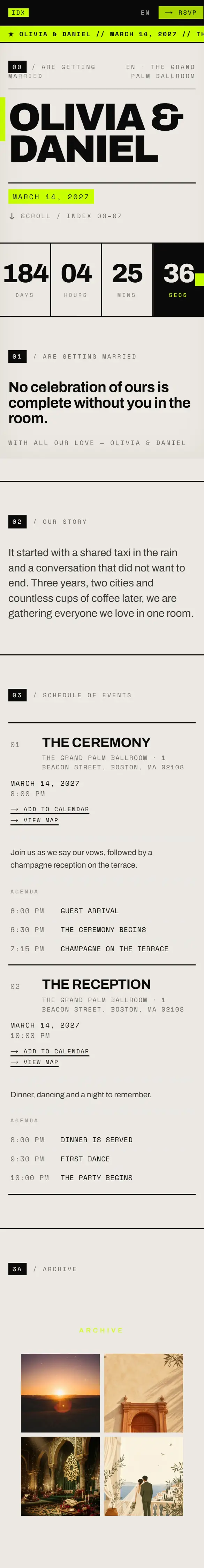 The Monolith invitation, scrolling